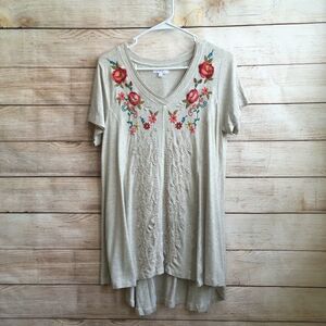 ANTHROPOLOGIE CAITE EMBROIDERED TUNIC TOP IN CREAM